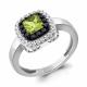 Серебряное кольцо AQUAMARINE А65042107АЧ с фианитом, хризолитом и ювелирным кристаллом