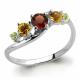 Серебряное кольцо AQUAMARINE А6509249 с хризолитом, цитрином, гранатом и миксом камней