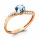 Кольцо из золочёного серебра AQUAMARINE А6511705А-п с топазом и фианитом