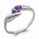 Серебряное кольцо AQUAMARINE А6525304А с фианитом и аметистом