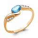 Кольцо из золочёного серебра AQUAMARINE А6525305А-п с топазом и фианитом