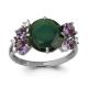 Серебряное кольцо AQUAMARINE А6546599 с фианитом, аметистом и турмалином