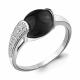 Серебряное кольцо AQUAMARINE А6551517А с фианитом и ониксом