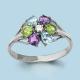 Серебряное кольцо AQUAMARINE А6552504А с топазом, фианитом, аметистом и хризолитом