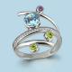 Серебряное кольцо AQUAMARINE А6552805А с топазом, фианитом, аметистом, хризолитом и миксом камней
