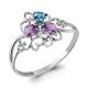 Серебряное кольцо AQUAMARINE А6555630 с топазом, аметистом и миксом камней