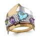 Кольцо из золочёного серебра AQUAMARINE А6555805А-пк с топазом, фианитом, аметистом и хризолитом