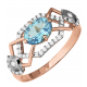 Кольцо из золочёного серебра AQUAMARINE А6558202А-пк с топазом и фианитом