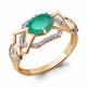 Кольцо из золочёного серебра AQUAMARINE А6558209А-пк с фианитом и агатом