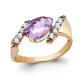 Кольцо из золочёного серебра AQUAMARINE А6558925А-п с фианитом и ювелирным кристаллом