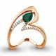 Кольцо из золочёного серебра AQUAMARINE А6559909-п с фианитом и агатом