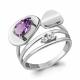 Серебряное кольцо AQUAMARINE А6564704 с фианитом и аметистом