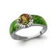 Серебряное кольцо AQUAMARINE А6565019А с фианитом, эмалью и султанитом