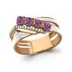 Кольцо из золочёного серебра AQUAMARINE А6565404А-п с фианитом, аметистом и эмалью