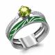 Серебряное кольцо AQUAMARINE А6565607А с фианитом, хризолитом и эмалью