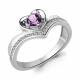 Серебряное кольцо AQUAMARINE А6567404А с фианитом и аметистом