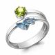 Серебряное кольцо AQUAMARINE А6567631 с топазом, хризолитом и миксом камней