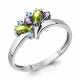 Серебряное кольцо AQUAMARINE А6569240 с топазом, аметистом, хризолитом и миксом камней