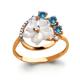 Кольцо из золочёного серебра AQUAMARINE А6570705А-п с топазом, фианитом и перламутром