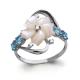 Серебряное кольцо AQUAMARINE А6570805А с топазом, фианитом и перламутром