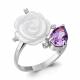Серебряное кольцо AQUAMARINE А6570904 с фианитом, аметистом, миксом камней и перламутром