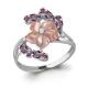 Серебряное кольцо AQUAMARINE А6571104Р с фианитом, аметистом и перламутром