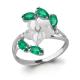 Серебряное кольцо AQUAMARINE А6571109 с фианитом, агатом и перламутром