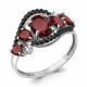 Серебряное кольцо AQUAMARINE А6574503Ч с фианитом, гранатом и ювелирным кристаллом
