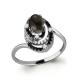 Серебряное кольцо AQUAMARINE А6575301Ч с фианитом, раухтопазом и ювелирным кристаллом