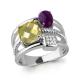 Серебряное кольцо AQUAMARINE А6577671А с фианитом, аметистом и кварцем