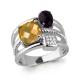 Серебряное кольцо AQUAMARINE А6577672А с фианитом, цитрином и ониксом