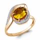 Кольцо из золочёного серебра AQUAMARINE А6579006А-п с фианитом и цитрином