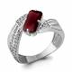 Серебряное кольцо AQUAMARINE А6580285А с фианитом и гранатом