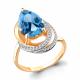 Кольцо из золочёного серебра AQUAMARINE А6580392А-п с топазом и фианитом