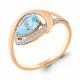 Кольцо из золочёного серебра AQUAMARINE А6580402А-пк с топазом и фианитом