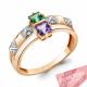 Кольцо из золочёного серебра AQUAMARINE А65846525А-п с фианитом и топазом Swarovski