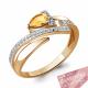 Кольцо из золочёного серебра AQUAMARINE А65858505А-п с фианитом и топазом Swarovski