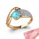 Кольцо из золочёного серебра AQUAMARINE А65860508А-п с фианитом и топазом Swarovski