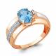 Кольцо из золочёного серебра AQUAMARINE А6593305А-пк с топазом и фианитом
