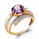Кольцо из золочёного серебра AQUAMARINE А6593604А-пк с фианитом и аметистом