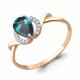 Кольцо из золочёного серебра AQUAMARINE А6597008А-пк с фианитом и Лондон топазом