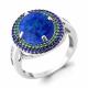Серебряное кольцо AQUAMARINE А6598695БГ с фианитом, опалом, гидротермальным сапфиром и гидротермальным изумрудом