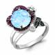 Серебряное кольцо AQUAMARINE А6598897ВГ с фианитом, опалом, гидротермальным изумрудом и ювелирным кристаллом