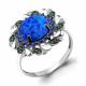 Серебряное кольцо AQUAMARINE А6598995БГ с фианитом, сапфиром, опалом, гидротермальным сапфиром и гидротермальным изумрудом