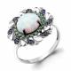 Серебряное кольцо AQUAMARINE А6598998БГ с фианитом, опалом, гидротермальным сапфиром, гидротермальным изумрудом и шпинелью