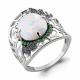 Серебряное кольцо AQUAMARINE А6599098ГБ с опалом, гидротермальным сапфиром и гидротермальным изумрудом