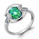 Серебряное кольцо AQUAMARINE А6599196Б с фианитом, опалом и гидротермальным сапфиром