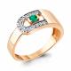 Кольцо из золочёного серебра AQUAMARINE А66645АГ-п с фианитом и гидротермальным изумрудом