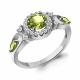 Серебряное кольцо AQUAMARINE А6695707А с фианитом и хризолитом