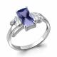 Серебряное кольцо AQUAMARINE А67268603А с фианитом и танзанитом